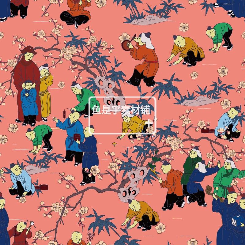 中式传统手绘吉祥龙凤仙鹤植物花草纹理背景图案纹样矢量素材图片,淘宝优惠券,粉丝福利购,淘宝优惠卷