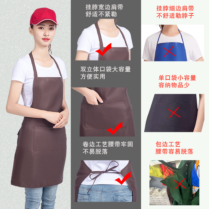 围裙定制logo印字广告超市美甲奶茶餐饮时尚定做印图案工作服围腰 - 图0