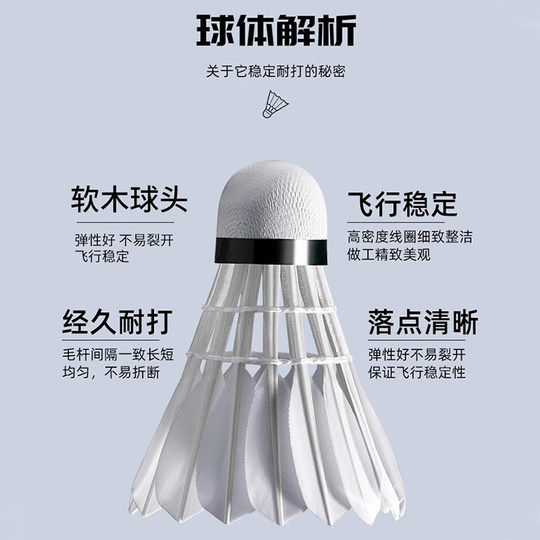 Li Ning Badminton Professional Durable Goose Feather Balls 12 Pack