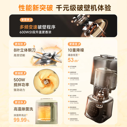 西屋柔音破壁机家用加热全自动小型豆浆机静低音多功能料理机09J-图0