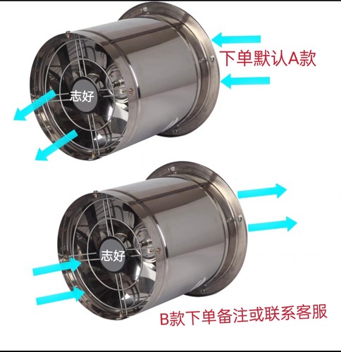 单边风机式锈钢不单边排风机排气工业换气家用油烟机高转速 - 图3