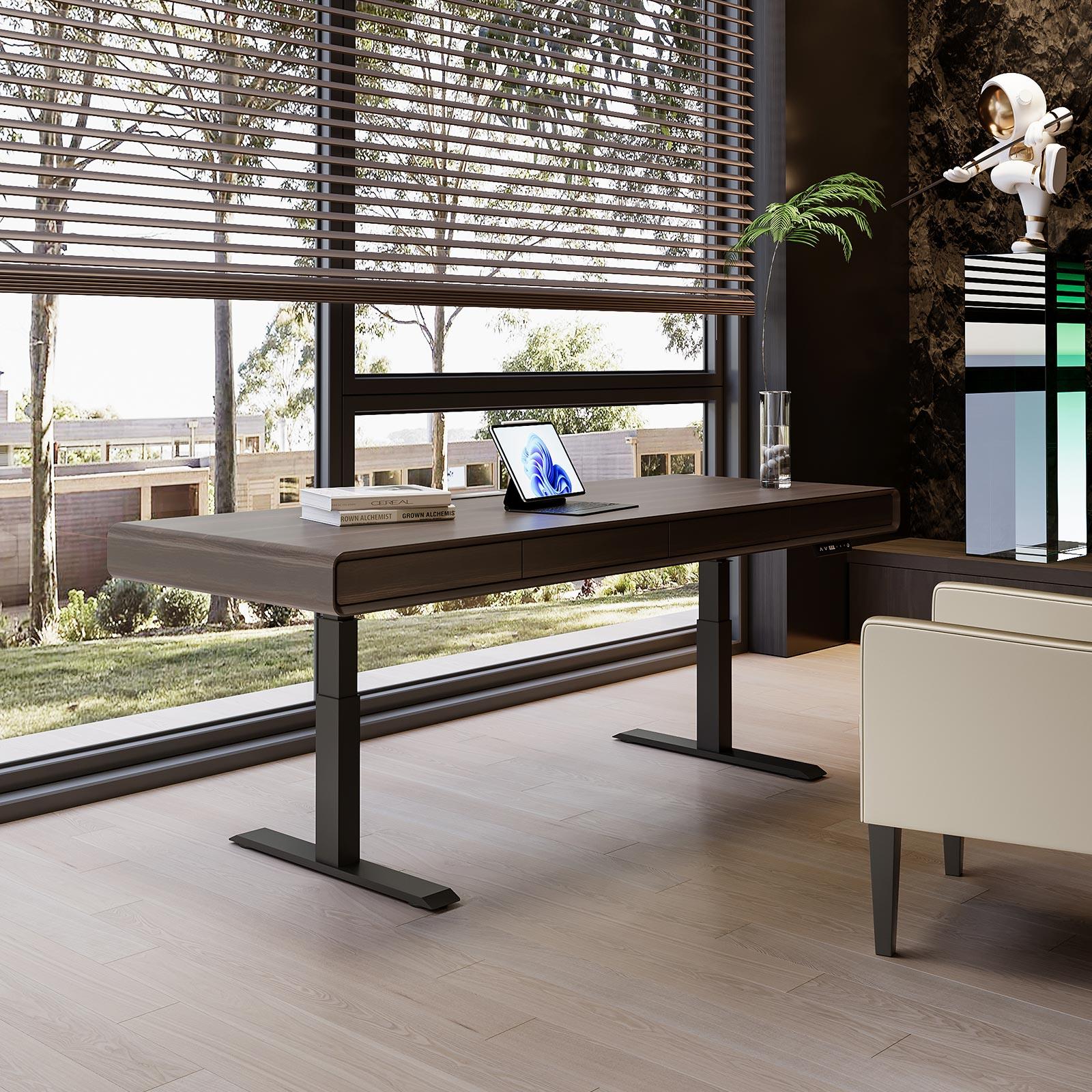 电动升降书桌智能客厅轻奢意式极简现代家用双人电脑办公桌工作台 - 图3