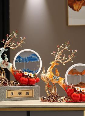 乔迁之喜新居礼品搬家轻奢高档流沙画 画鹿摆件家居新房子客厅装
