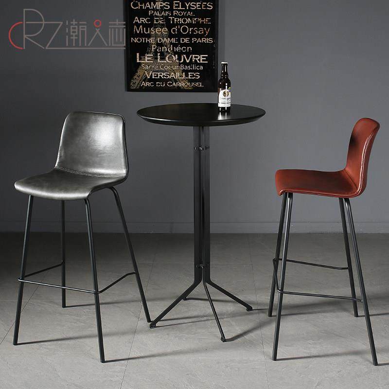 吧台凳子工业风高脚凳酒吧椅家用吧台椅靠背轻奢复古马鞍皮高椅子,淘宝优惠券,粉丝福利购,淘宝优惠卷