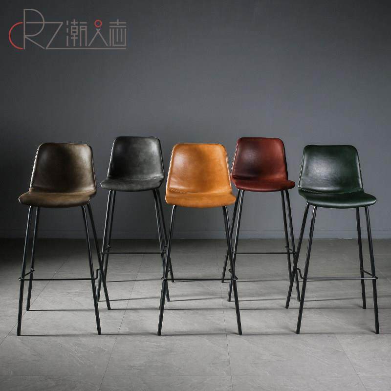 吧台凳子工业风高脚凳酒吧椅家用吧台椅靠背轻奢复古马鞍皮高椅子,淘宝优惠券,粉丝福利购,淘宝优惠卷