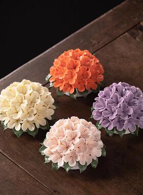 中式陶瓷绣球花工艺品线香插香托香座香薰炉摆件创意花团桌面装饰