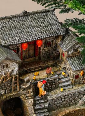 创意流水摆件循环水玄关永动露台造景鱼缸禅意造景茶几装饰品覆古