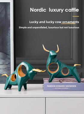 休闲现代吉祥牛装饰品入口大厅客厅书柜办公室桌面显示家庭酒架装