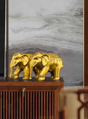 铜大象摆饰一对黄铜制吸水象招客厅玄关门口财直鼻子朝下大号铜象
