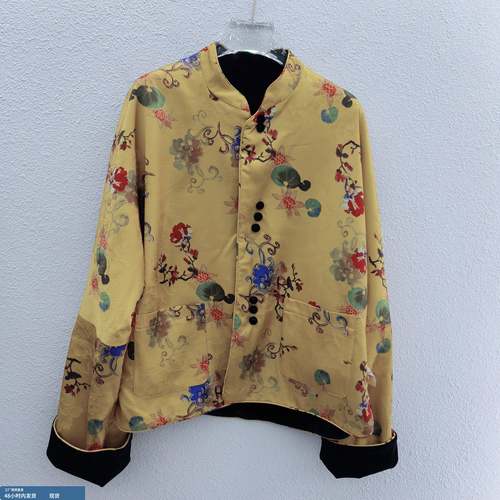 欧洲站2025年秋冬新中式国风丝绒双面穿外套女高级感唐装宽松上衣 - 图0