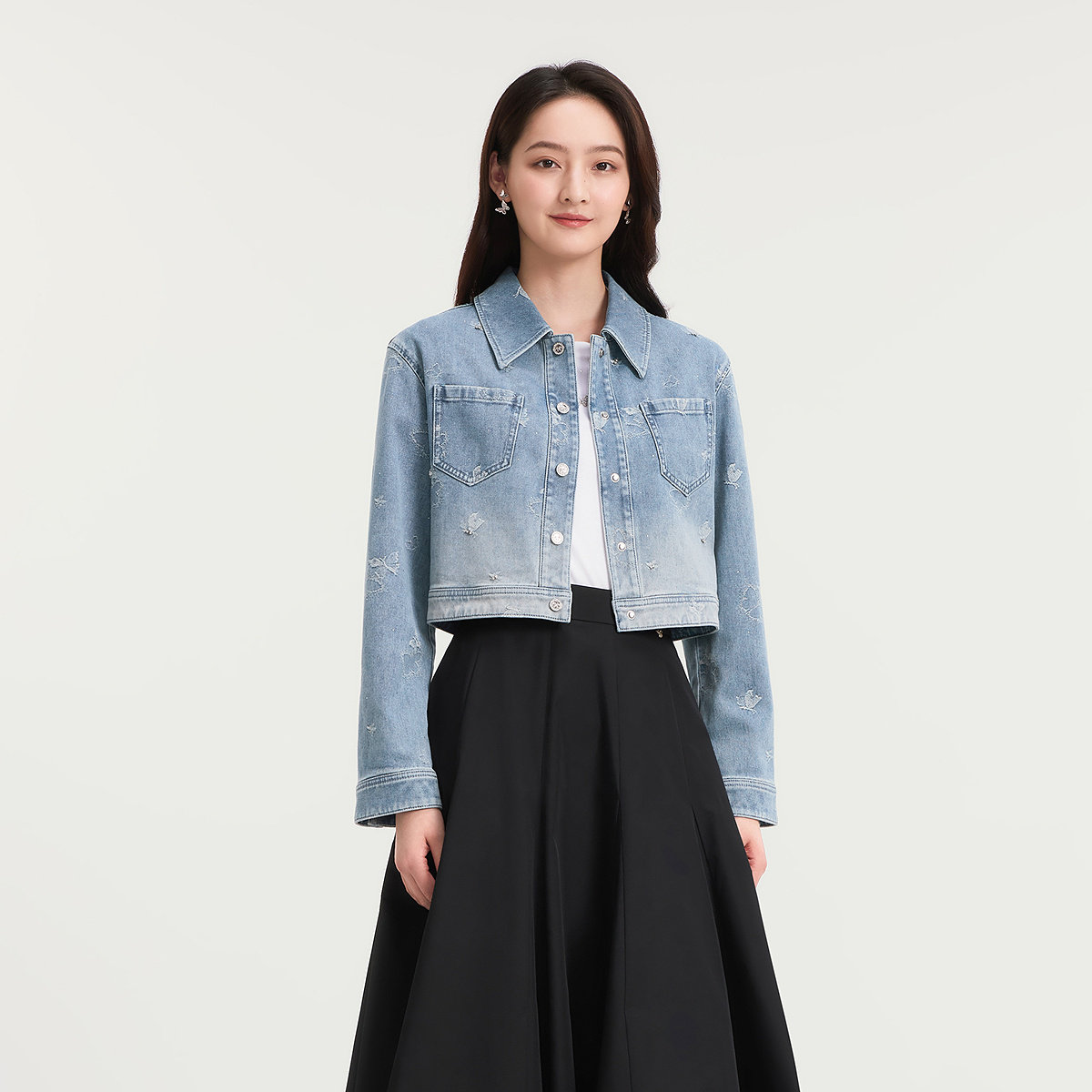 【乔欣同款】Koradior珂莱蒂尔商场同款2025秋季新款牛仔短外套女,淘宝优惠券,粉丝福利购,淘宝优惠卷