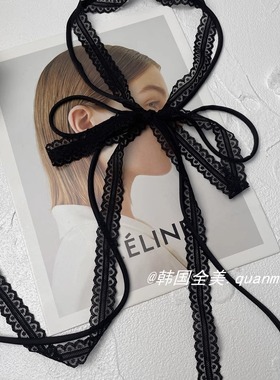 带子蕾丝飘带叠戴层次设计感细窄百搭锁骨颈带丝巾项链法式双层