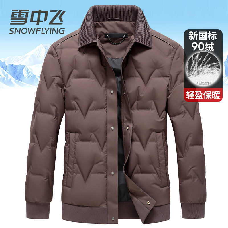 雪中飞时尚中青年轻暖薄款羽绒服男短款收腰小个子显瘦秋冬季外套