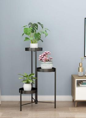 北欧简约风铁艺花架室内多层绿植花盆架客厅阳台置物架落地式花几