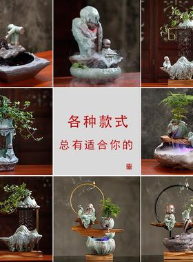 喷泉流水摆件风水轮招财客厅电视柜桌面陶瓷家居装饰创意开业礼品