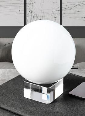 大小号乳白色水晶球摆件 客厅办公室家居招财装饰品创意圆球摆件