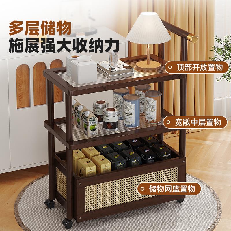 中古小推车置物架客厅可移动茶几沙发边几侧边柜餐边车边桌茶水架 - 图0
