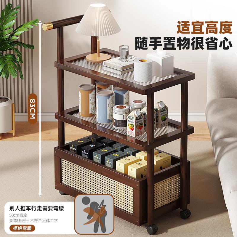 中古小推车置物架客厅可移动茶几沙发边几侧边柜餐边车边桌茶水架 - 图1