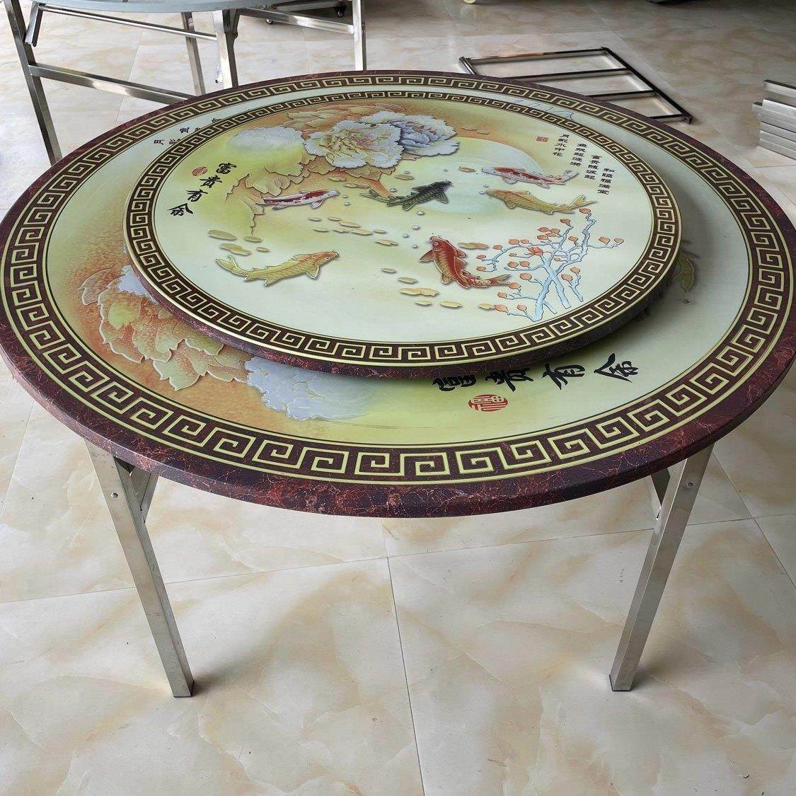 304D不锈钢折叠彩色圆桌子家用酒席饭堂食堂餐馆餐厅大圆桌家用,淘宝优惠券,粉丝福利购,淘宝优惠卷