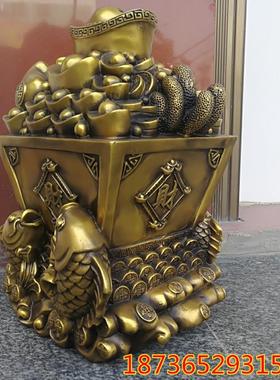 大号纯铜招财双鱼存钱罐铜聚宝盆风水铜器工艺品家居客厅店铺摆件