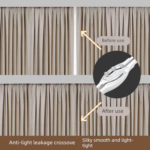 侧装窗帘轨道固定卡扣墙装侧装滑轨窗帘杆挂钩式滑轨滑轮双轨单轨 - 图2