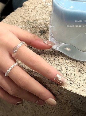 极速ins网红风珍珠戒指女小众设计素圈组合戒时P尚个性指环2021年