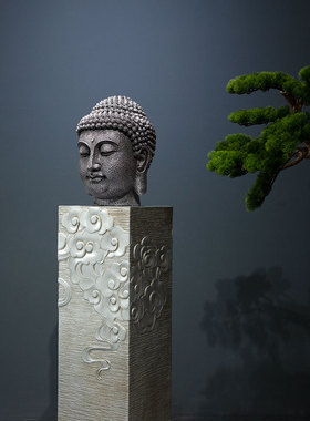 极速复古禅d意大号佛头佛首佛像佛系装饰品玄关走廊客厅酒柜文艺