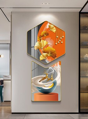 极速轻奢玄关装饰画现代简约多边形组合画进门走廊过道.挂画寓意
