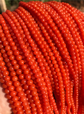 极速南红玛d瑙云南保山大水沟料满色肉艳色柿子红4mm5mm多圈手串