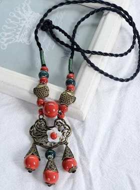 极速复古项链毛衣链彩珠新u品长款气质颈链服装嘻哈挂坠网红装饰