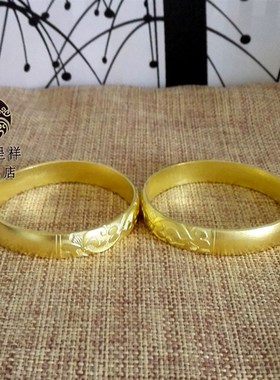 极速纯手工手镯 纯铜手s镯 黄铜手镯 半雕花铜饰品 雕花铜镯保证