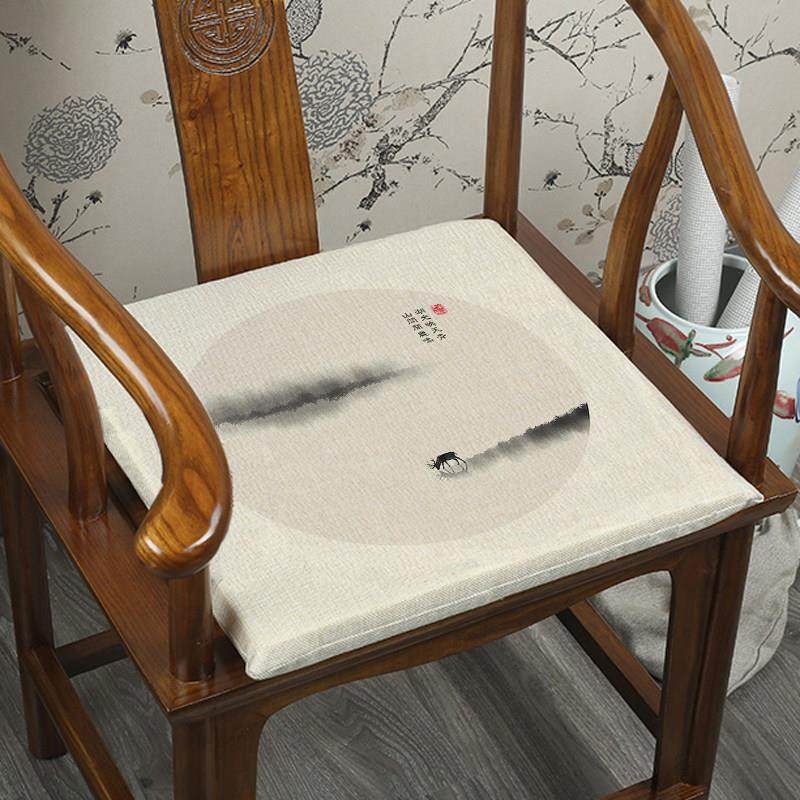 新中式禅意水墨中国风茶室椅垫红实木圈椅官椅坐垫加厚海绵可拆洗,淘宝优惠券,粉丝福利购,淘宝优惠卷
