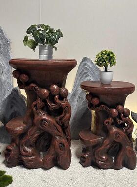 假山底座摆件客厅阳台花盆架加高垫彷木石桌置物架花架落地装饰品