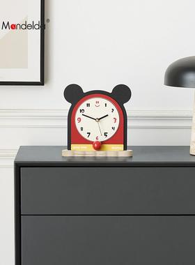 Mandelda卡通米奇创意时钟摆件入户玄关摆台式座钟家居客厅装饰品