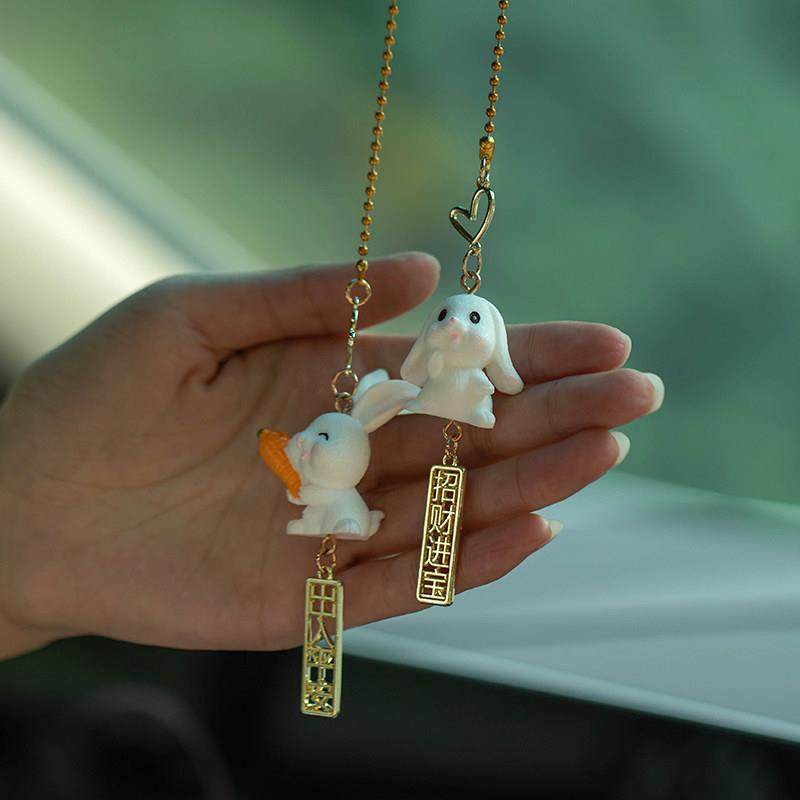 朴房新款车挂件可爱兔子汽车后视镜挂饰平安小鹿吊坠车内装饰品女,淘宝优惠券,粉丝福利购,淘宝优惠卷