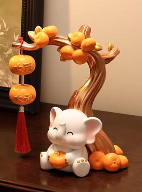 创意大吉大利小象入户门玄关摆件客厅酒柜装饰品高档新居乔迁礼物