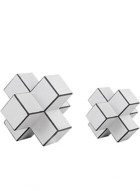 现代极简客厅茶几艺术品家居马毛几何摆件电视柜书房简约软装饰品