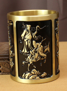 新品黄铜八仙过海笔筒家客厅轻奢茶具收纳筒书房S办公桌面笔筒送