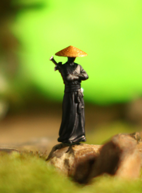 新品江湖故人古风侠客小摆件假山水E陆缸微景观盆景造景树脂微缩