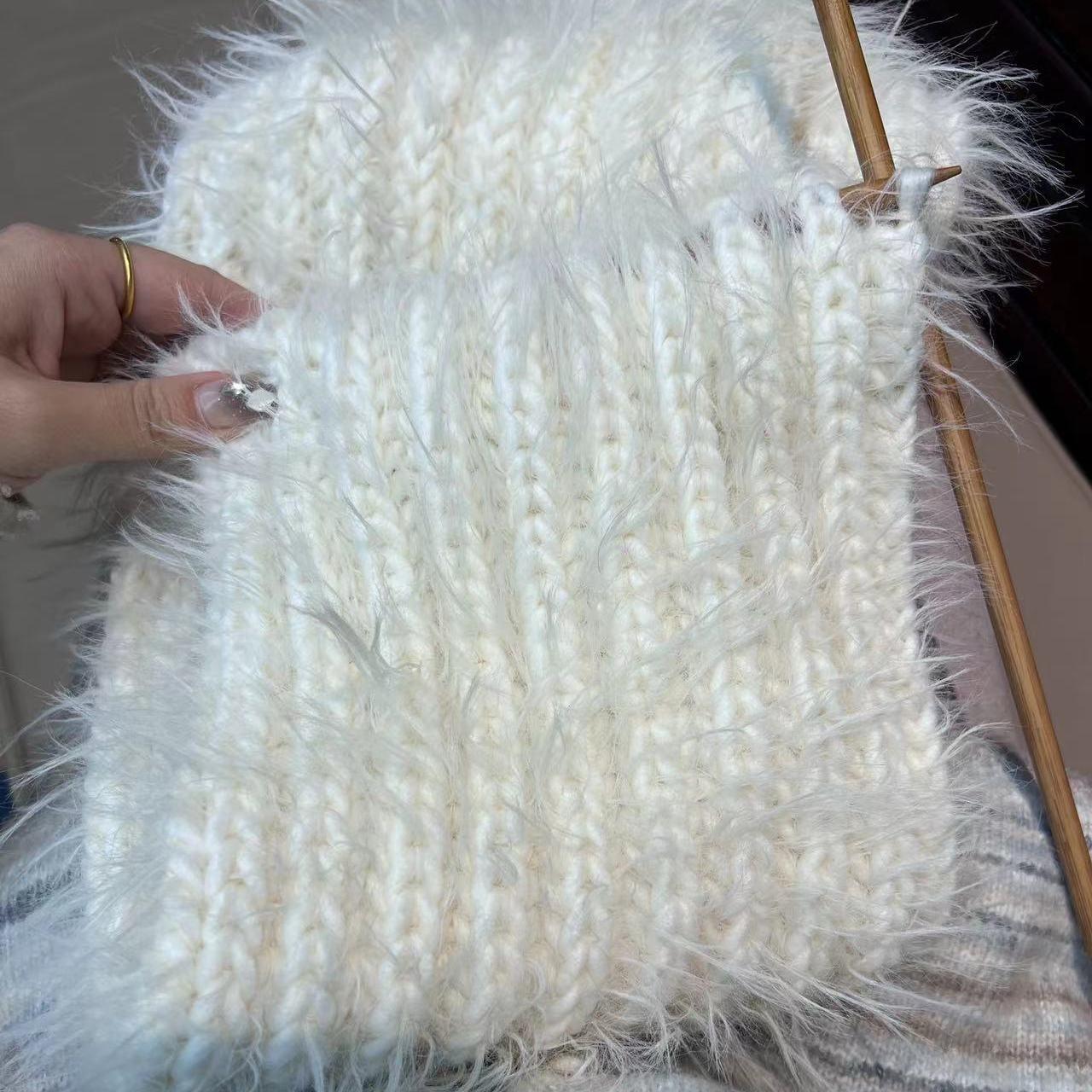 手工diy自制温暖长绒貂毛混线围巾编织diy手工棒针神器送闺蜜女友 - 图0