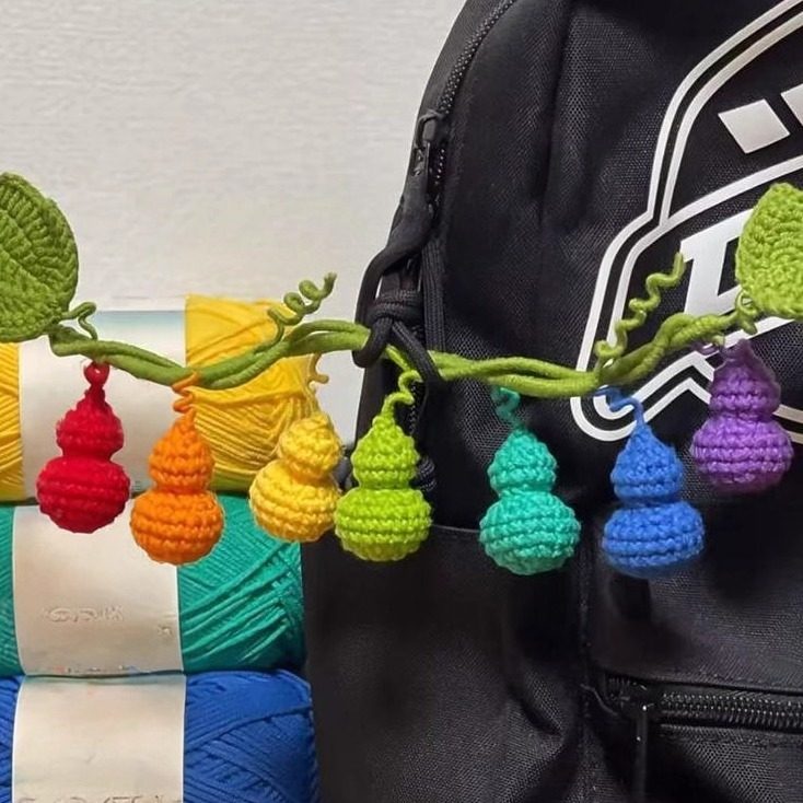 钩织七个葫芦娃车挂彩虹葫芦福禄编织葫芦藤蔓叶子毛线钩针材料包,淘宝优惠券,粉丝福利购,淘宝优惠卷