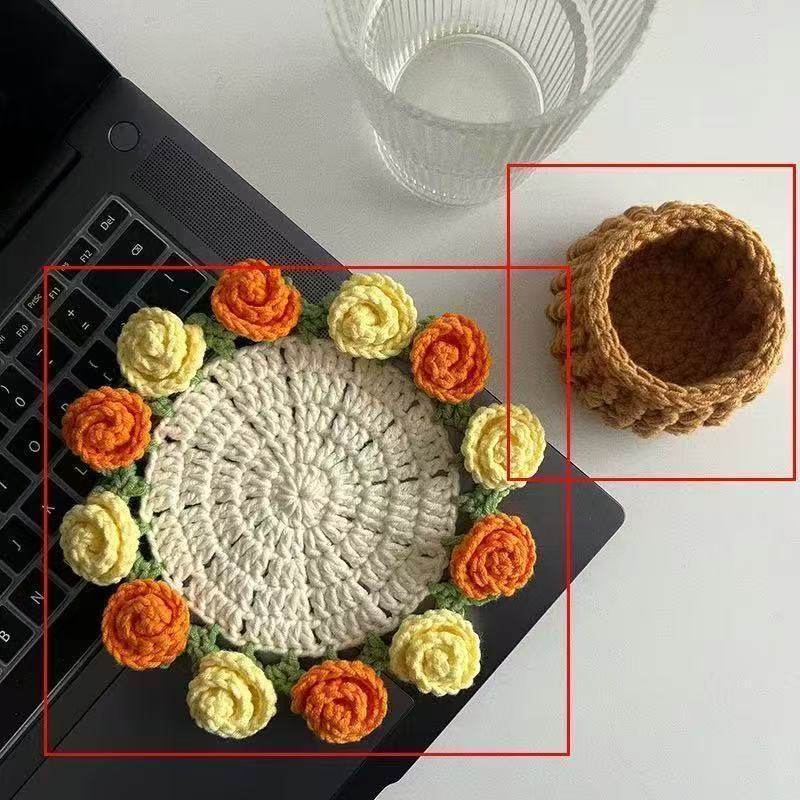 手工编织毛线diy玫瑰花束迷你毯子材料包钩针创意礼物杯垫非成品,淘宝优惠券,粉丝福利购,淘宝优惠卷