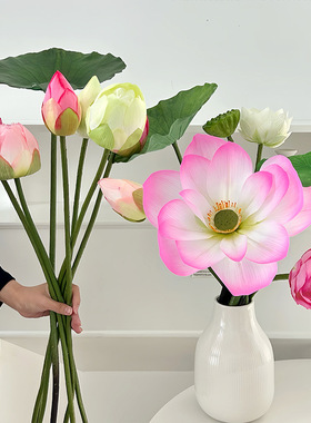 荷花莲叶中式仿真花氛围摆件道具