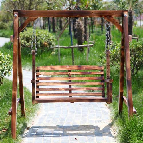 特价防腐实木秋千户外庭院双人摇椅儿童吊篮阳台秋千室内休闲家用 - 图0