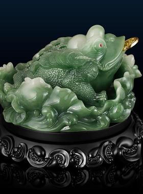 金蟾招财摆件树脂绿色塑料蟾蜍吧台客厅家用办公室装饰品开业礼物