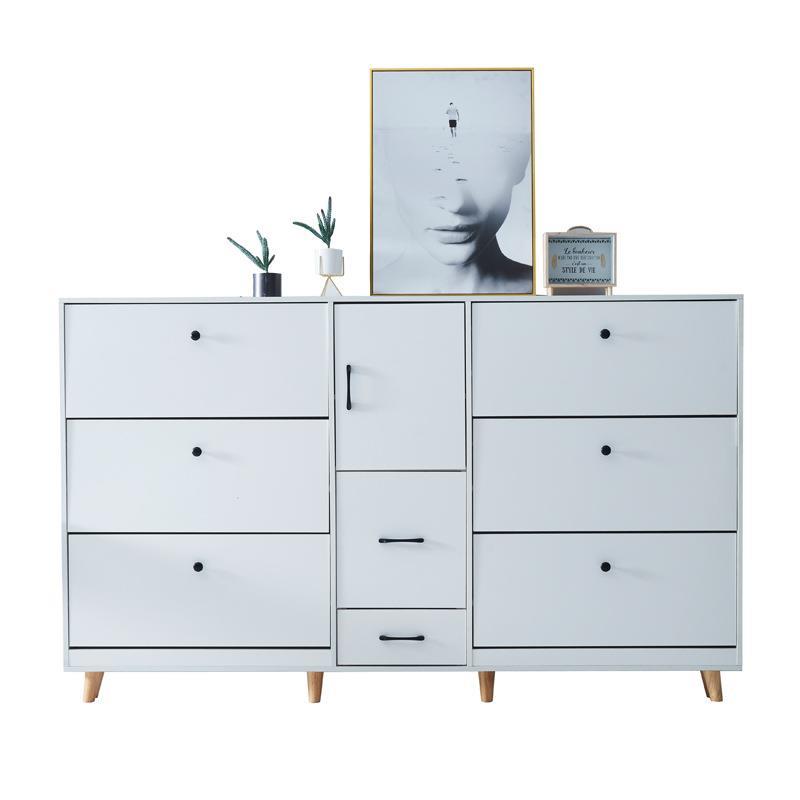 现代简约客厅17CM超薄翻斗鞋柜白色进门玄关柜多功能门厅窄柜 - 图3