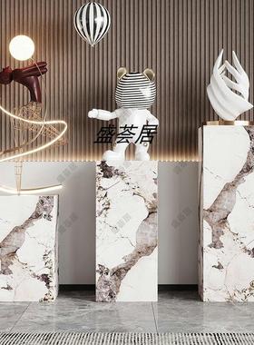 岩板大理石雕塑底座摆件花架立柱地台展示台客厅玄关落地展品基座