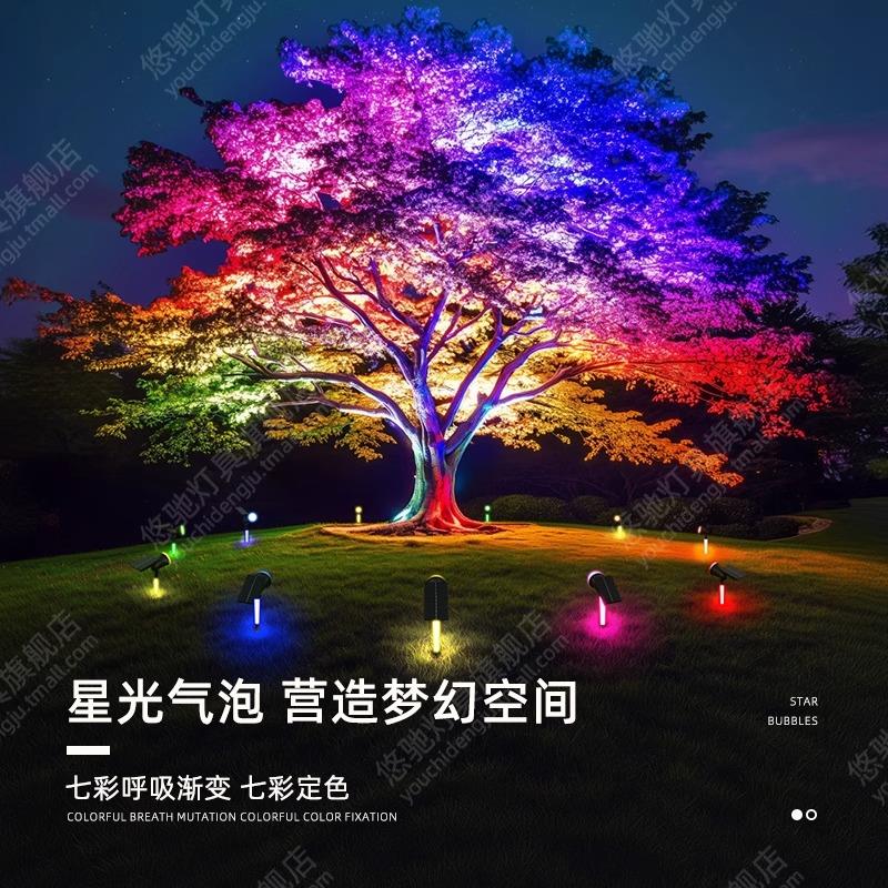 太阳能超亮射灯户外防水路灯地插草坪灯家用景观庭院灯花园照树灯 - 图1
