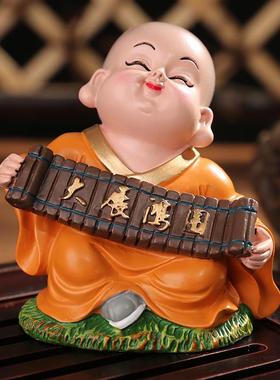 禅意小和尚摆件可爱小沙弥工艺品茶室书桌书房软装饰创意家居饰品