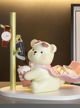 入户玄关钥匙收纳摆件客厅电视柜置物架家居熊装饰乔迁新居礼品